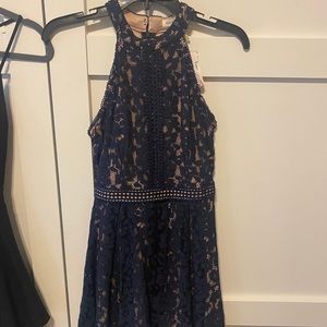 Navy lace dress with nude new